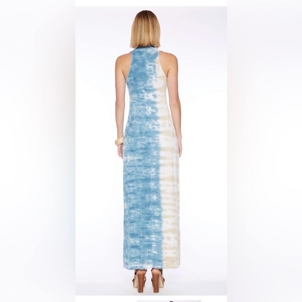 Blue and Cream Tie-Dye Maxi Dress by Deborah Vierek, Size XL